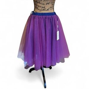 Chic Purple Tulle Midi Skirt medium